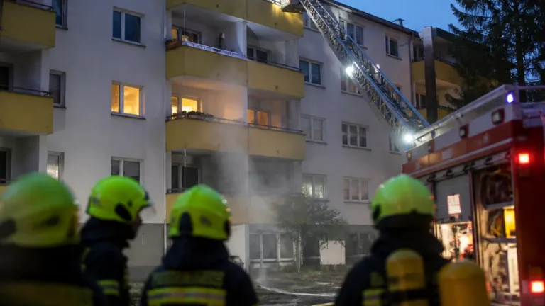 Kellerbrand in Frechen: Feuerwehr rettet zwei Menschen mit Drehleiter