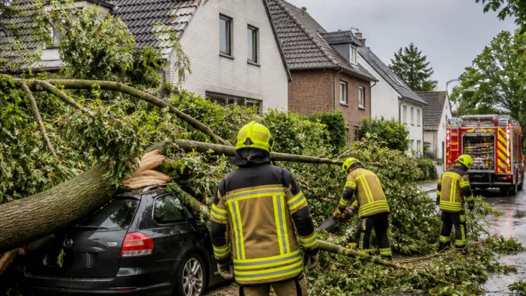 Sturmtief „Luise“: Baum fällt in Rheinbach auf Haus – Feuerwehr räumt Straße, DWD warnt vor Böen bis 75 km/h